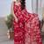 Red chiffon printed designer saree