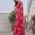 Red chiffon printed designer saree