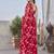 Red chiffon printed designer saree