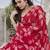Red chiffon printed designer saree