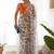 Off white chiffon printed designer saree