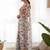 Off white chiffon printed designer saree