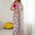 Off white chiffon printed designer saree