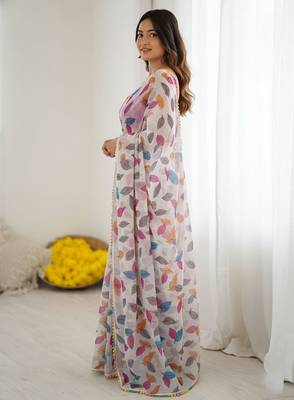 Off white chiffon printed saree 3