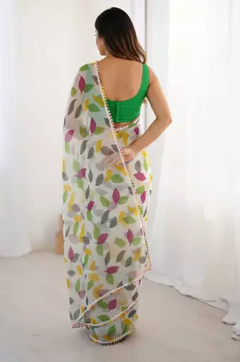 Off white chiffon printed saree