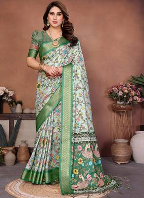 Multi color coton silk digital print saree 1