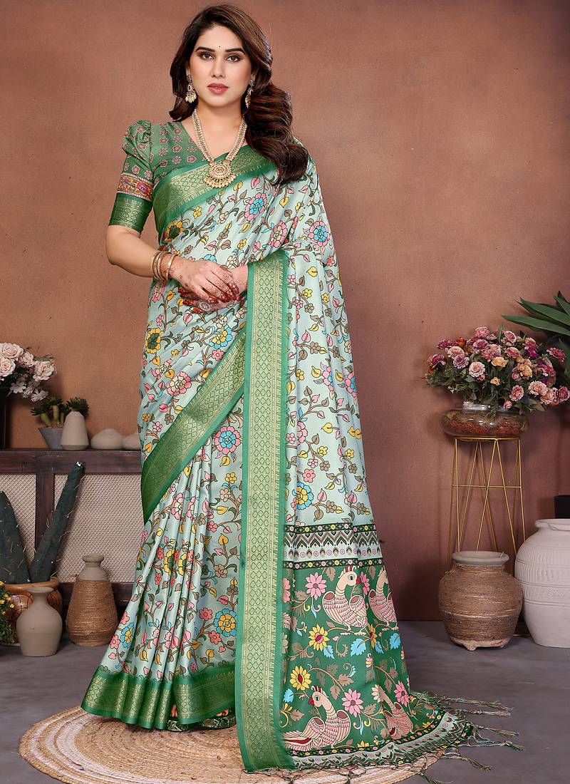 Multi color coton silk digital print designer saree