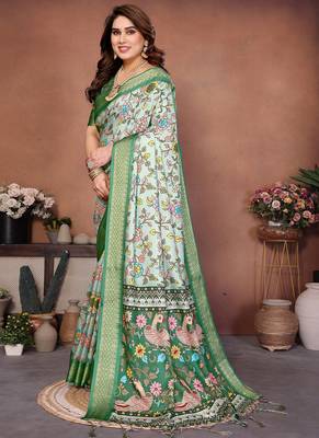 Multi color coton silk digital print saree 2