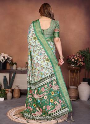 Multi color coton silk digital print saree 4