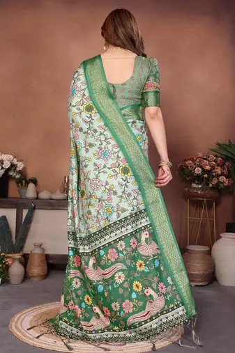 Multi color coton silk digital print saree