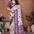 Purple and off white coton silk digital print designer saree