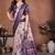 Purple and off white coton silk digital print designer saree