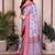 Sky blue cotton silk floral print designer saree