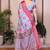 Sky blue cotton silk floral print designer saree