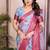Sky blue cotton silk floral print designer saree