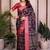 Black cotton silk floral print designer saree