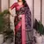 Black cotton silk floral print designer saree