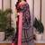 Black cotton silk floral print designer saree