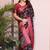 Black cotton silk floral print designer saree