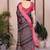 Black cotton silk floral print designer saree