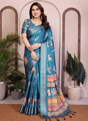 Rama cotton silk floral print saree 1