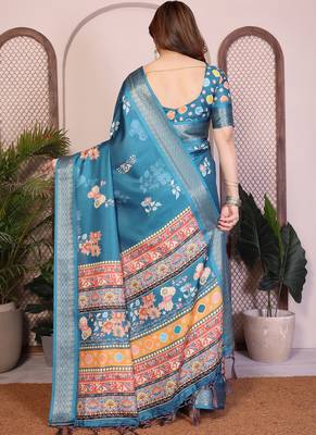 Rama cotton silk floral print saree 4