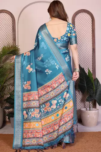 Rama cotton silk floral print saree