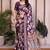 Purple cotton silk floral print designer saree