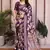 Purple cotton silk floral print designer saree