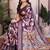 Purple cotton silk floral print designer saree
