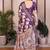 Purple cotton silk floral print designer saree