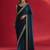Blue rangoli silk embroidered lace work party wear saree
