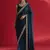 Blue rangoli silk embroidered lace work party wear saree