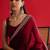 Maroon rangoli silk embroidered lace work party wear saree