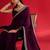 Wine rangoli silk embroidered lace work party wear saree