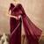 Deep maroon rangoli silk embroidered lace work party wear saree