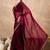 Deep maroon rangoli silk embroidered lace work party wear saree