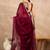 Deep maroon rangoli silk embroidered lace work party wear saree