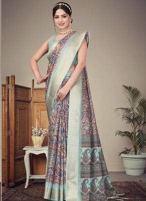 Multi color cotton silk digital print saree 2