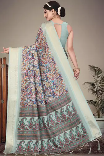 Multi color cotton silk digital print saree