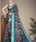 Rama cotton silk digital print designer saree