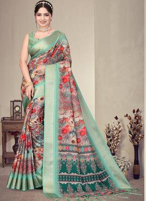 Multicolor cotton silk digital print saree 1
