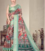 Multicolor cotton silk digital print designer saree