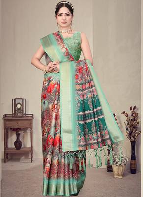 Multicolor cotton silk digital print saree 2