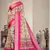 Cream and pink cotton silk digital print designer saree