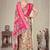Cream and pink cotton silk digital print designer saree