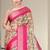 Cream and pink cotton silk digital print designer saree