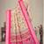 Cream and pink cotton silk digital print designer saree