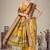 Yellow cotton silk digital print designer saree