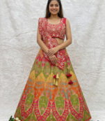 Rani Pink Color Embroidery Coding And Digital Printed Work Creap Lehenga Choli 